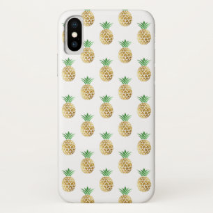 Cute Summer Tropical Gold Foil Pineapple Pattern iPhone X Case