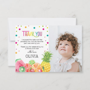 Cute Summer Tropical Tutti Fruitti Fruit Birthday Thank You Card