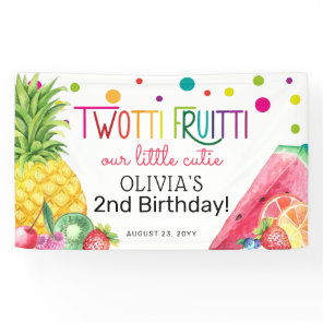 Cute Summer TWO-tti Fruitti Fruit 2nd Birthday Banner