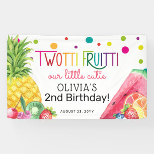 Cute Summer TWO-tti Fruitti Fruit 2nd Birthday Banner