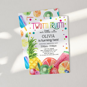 Cute Summer TWO-tti Fruitti Fruit 2nd Birthday  Invitation