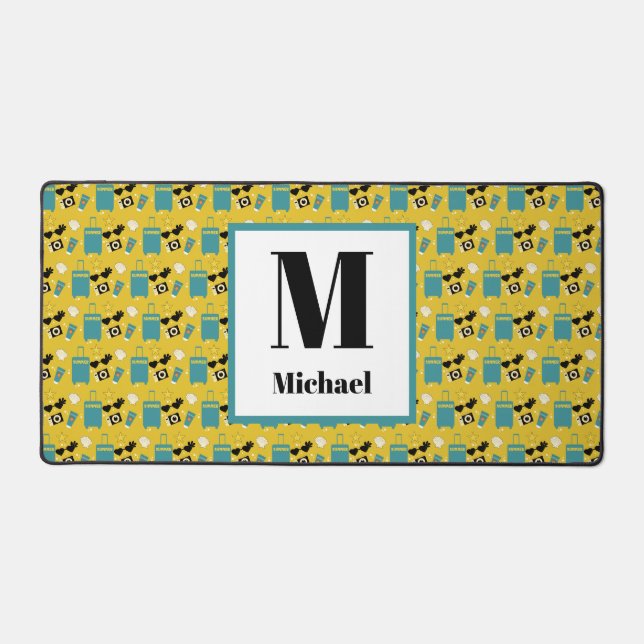 Cute Summer Vacation Elements Desk Mat (Front)