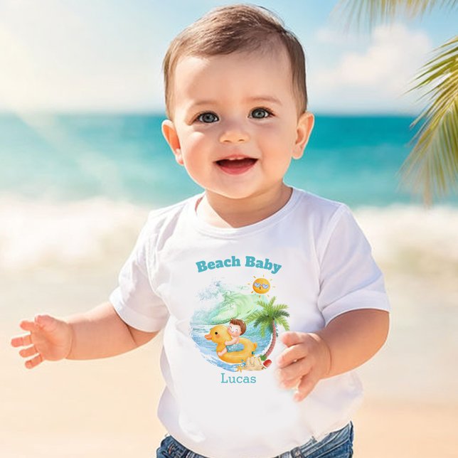 Cute Summer Vacation Name Beach baby Boy  T-Shirt (Cute Summer Vacation Name Beach baby Boy Baby T-Shirt)