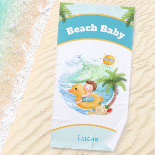 Cute Summer Vacation Name Beach Boy Towel