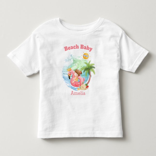 Cute Summer Vacation Name Beach Girl Toddler T-shirt (Front)