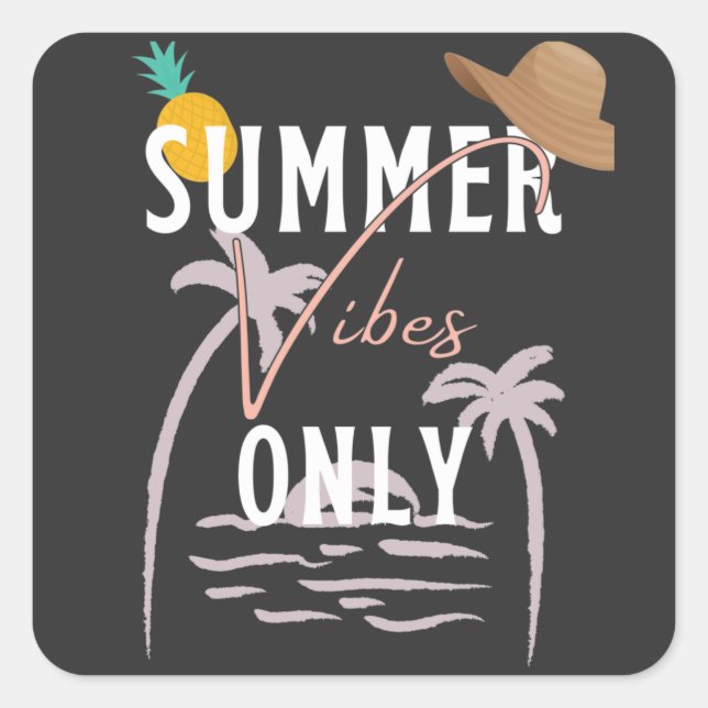 Cute Summer Vibes Only Beach Square Sticker (Front)