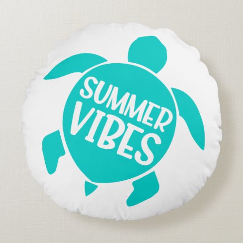 Cute Summer Vibes Round Pillow