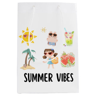 cute summer vibes shirt for kids. medium gift bag