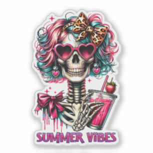 Cute Summer Vibes skeleton Sticker