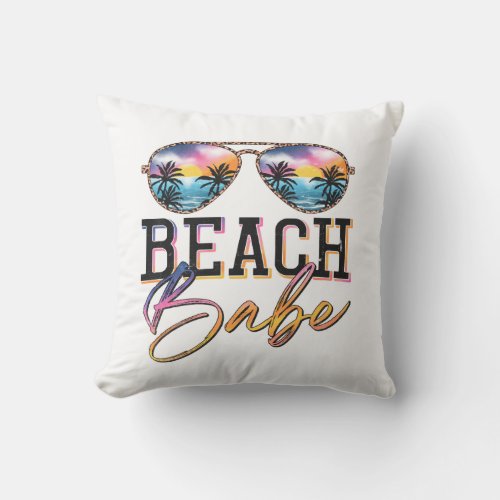 Cute Summer Vibes Sunglasses Babe Beach House Outdoor Pillow