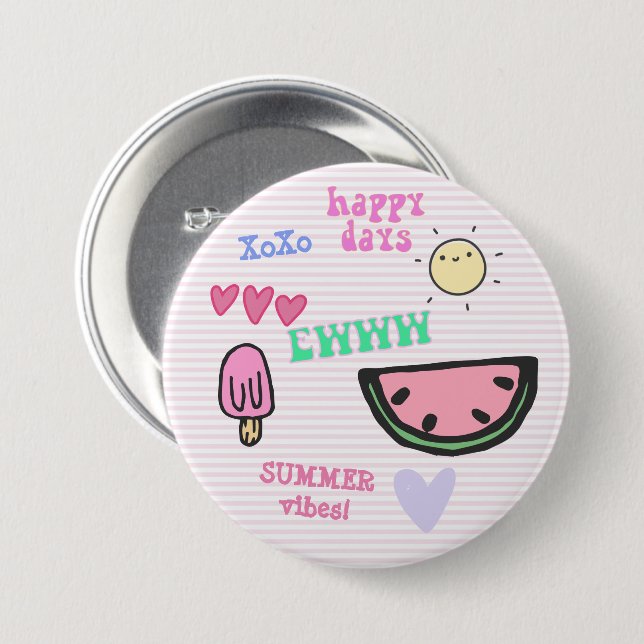 Cute Summer Vibes VSCO Girls Button (Front & Back)
