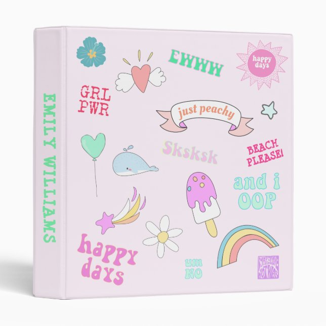 Cute Summer Vibes - VSCO Girls Quotes 3 Ring Binder (Front/Spine)