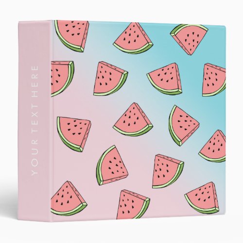Cute summer watermelon pattern pastel pink  blue 3 ring binder
