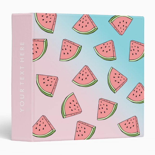 Cute summer watermelon pattern pastel pink & blue 3 ring binder (Front/Spine)