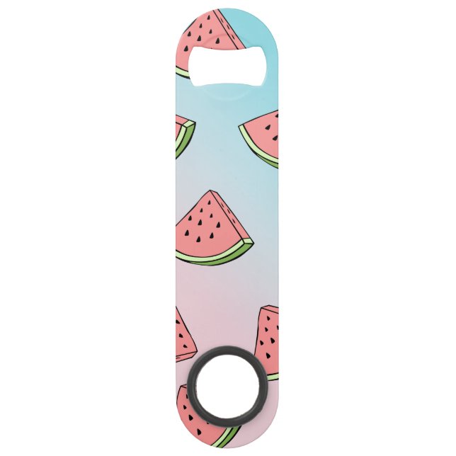 Cute summer watermelon pattern pastel pink & blue bar key (Front)