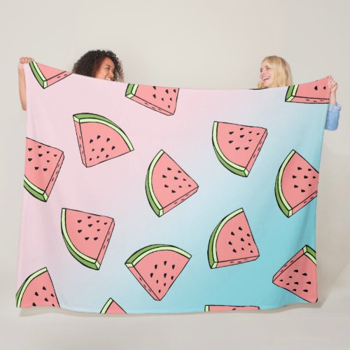 Cute summer watermelon pattern pastel pink  blue fleece blanket