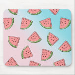 Cute summer watermelon pattern pastel pink & blue mouse pad<br><div class="desc">Girly summer design featuring colorful watermelon pattern on a gradient background.</div>