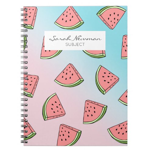 Cute summer watermelon pattern pastel pink  blue notebook
