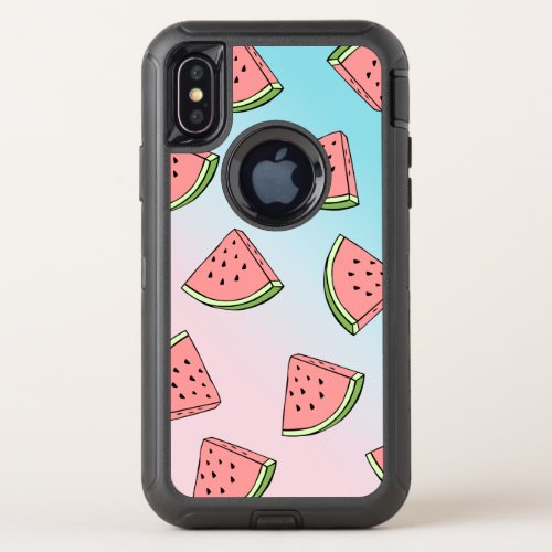 Cute summer watermelon pattern pastel pink  blue OtterBox defender iPhone x case