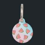 Cute summer watermelon pattern pastel pink & blue pet ID tag<br><div class="desc">Girly summer design featuring colorful watermelon pattern on a gradient background.</div>