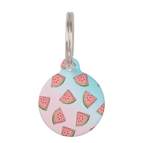 Cute summer watermelon pattern pastel pink  blue pet ID tag