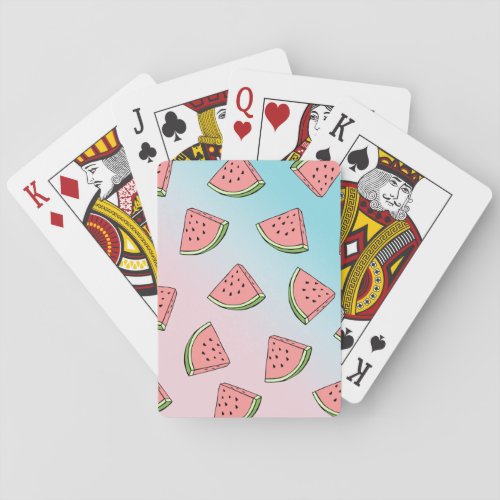Cute summer watermelon pattern pastel pink  blue poker cards