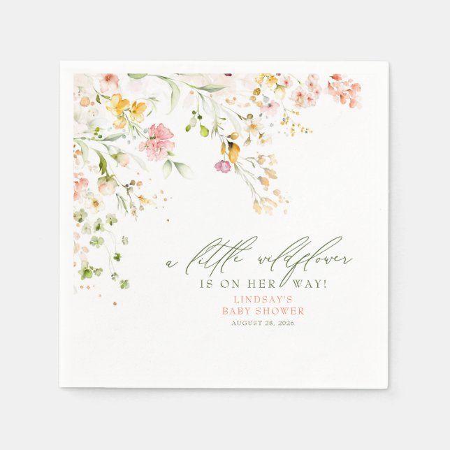 Cute Summer Wildflowers Baby Shower Napkins (Front)