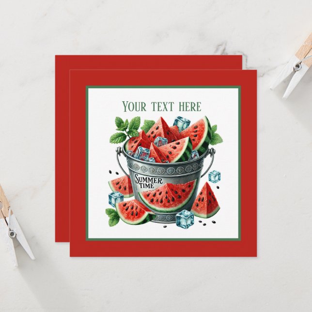 Cute summertime watermelon party invitation (Front/Back In Situ)