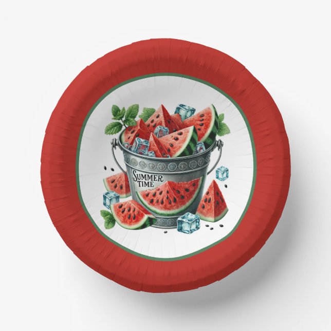 Cute summertime watermelon party paper bowls (Front)
