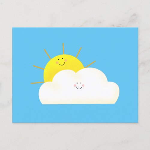 Cute Sun and Cloud Invitation Postcard