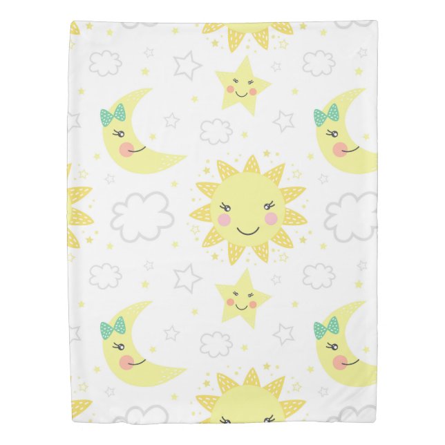 Cute Sun And Moon Duvet Cover (Front)
