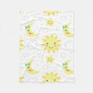 Cute Sun And Moon Fleece Blanket