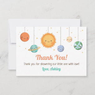 Cute Sun and Planets Baby Shower Thank You Invitation