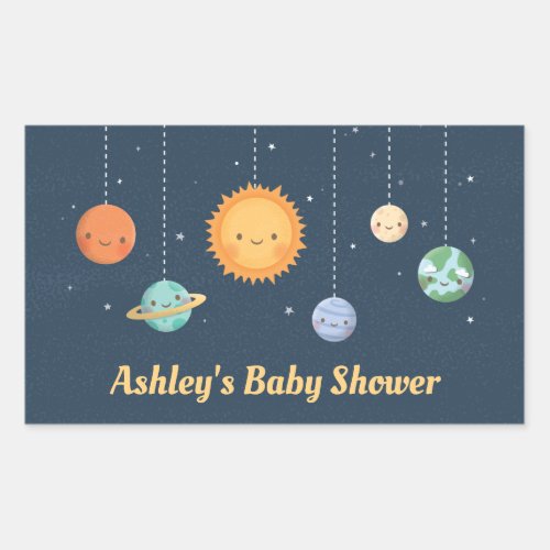 Cute Sun and Planets Space Baby Shower Decor Rectangular Sticker