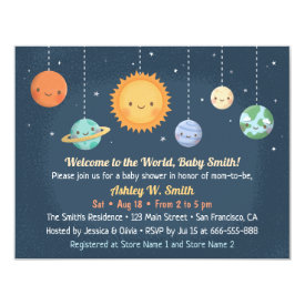 Cute Sun and Planets Space Baby Shower Invitation