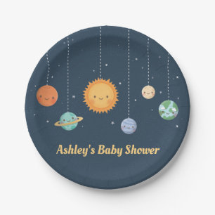 Cute Sun and Planets Space Baby Shower Supplies Paper Plates