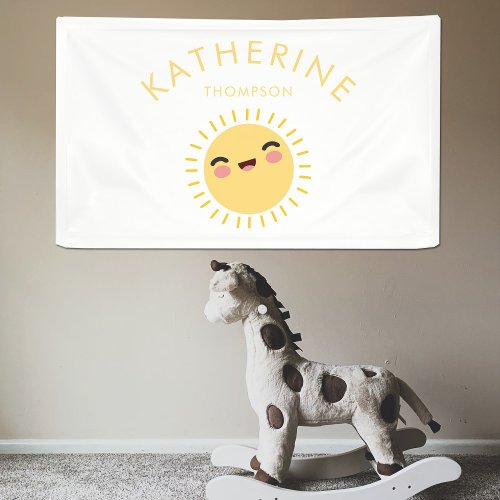 Cute Sun Babys Nursery Name Kids Room Wall Decor Banner