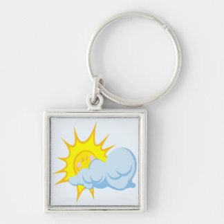 Cute Sun Behind a Cloud Keychain