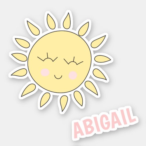 Cute Sun Cartoon _ Personalized Kids  Sticker