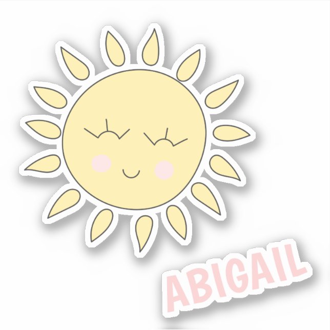 Cute Sun Cartoon - Personalized Kids'  Sticker (Front)