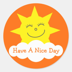 Cute Sun & Cloud Have A Nice Day Orange Stickers