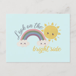 Cute Sun, Cloud & Rainbow: Look on the Bright Side Postcard