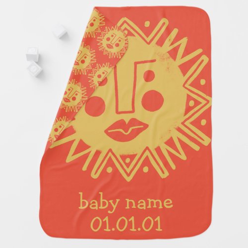 Cute Sun CUSTOMIZABLE Baby Name Birthday Baby Blanket