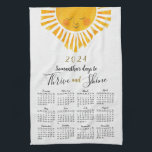 Cute Sun Elegant 2024 Calendar Name Monogram Kitchen Towel<br><div class="desc">Create a unique personalized 2024 calendar kitchen towel with a cute sun illustration. This adorable design will tell your loved ones about their days to Thrive and Shine during the year. It's great that there are 366 days to Thrive and Shine in 2024. It's a lovely gift idea for Thanksgiving...</div>