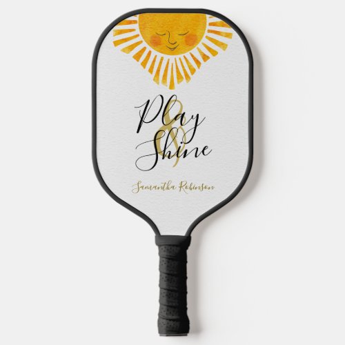 Cute Sun Elegant Motivational Monogrammed Pickleball Paddle