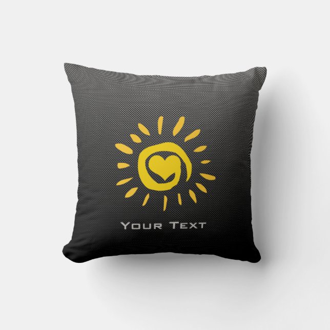 Cute Sun; Faux Carbon Fiber Throw Pillow (Front)