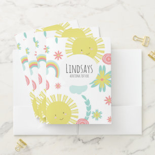 Cute Sun Floral Rainbow Pocket Folder