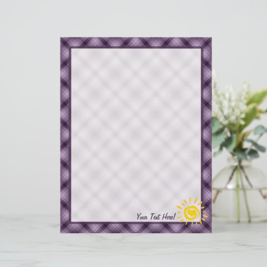 Cute Sun & Heart on Purple Plaid (Standing Front)