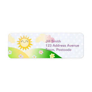 Cute sun kawaii cartoon label
