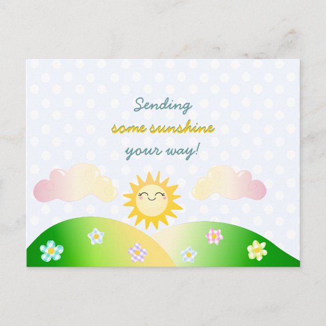Cute sun kawaii cartoon postcard (Front)